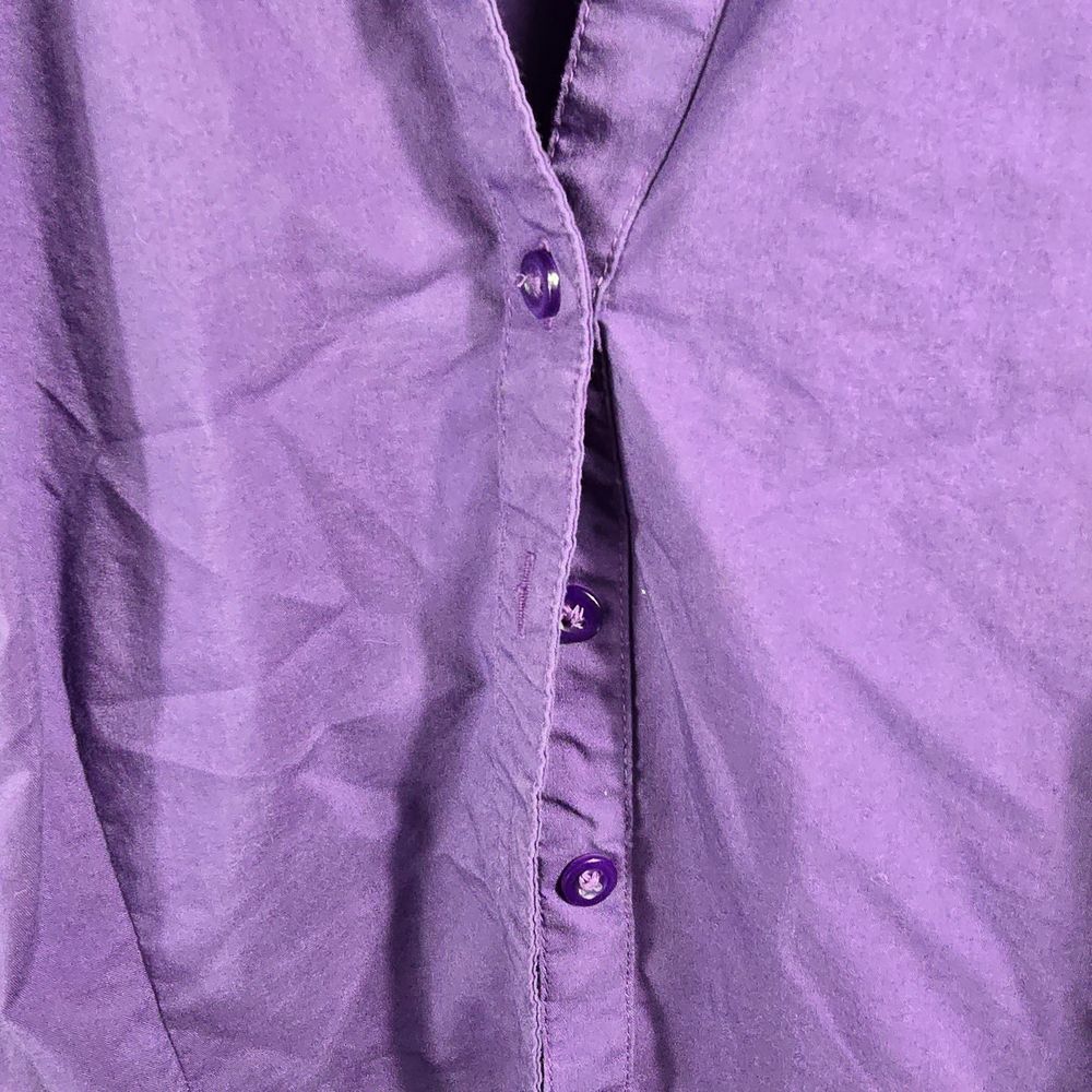 Apt. 9 Deep Purple Puff-Sleeve Button-Down Shirt Size Pm - Picture 5 of 11
